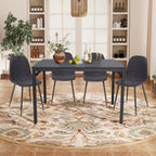 Mesa de Comedor 4-6 Personas Pies de Metal de Tubo de Hierro Estilo Moderno Todo Negro