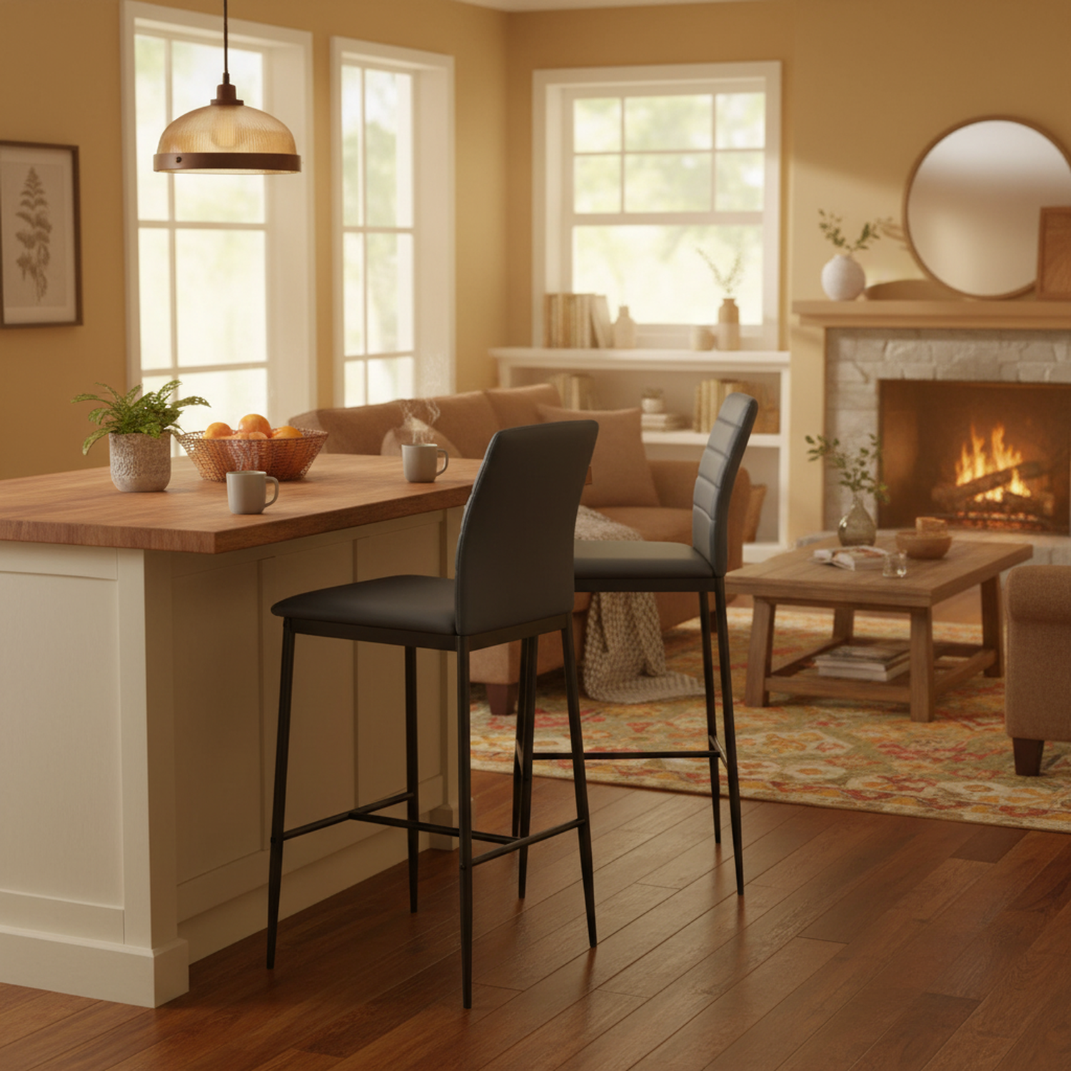 Juego de 2 Sillas de Bar Modernas Color Vino con Respaldo para Bar/Cocina/Restaurante Gris