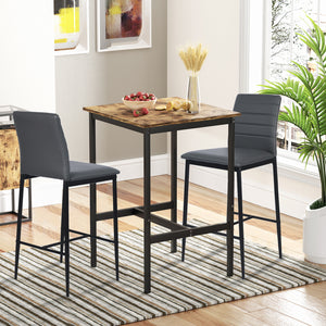 Juego de 2 Sillas de Bar Modernas Color Vino con Respaldo para Bar/Cocina/Restaurante Gris