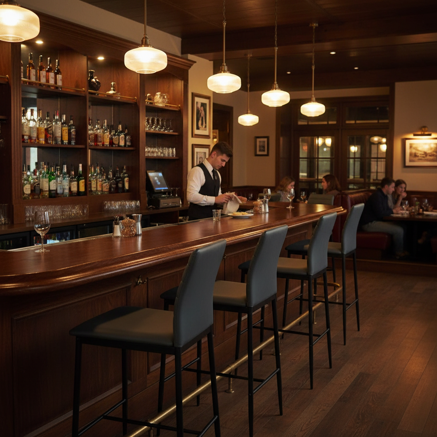 Juego de 2 Sillas de Bar Modernas Color Vino con Respaldo para Bar/Cocina/Restaurante Gris