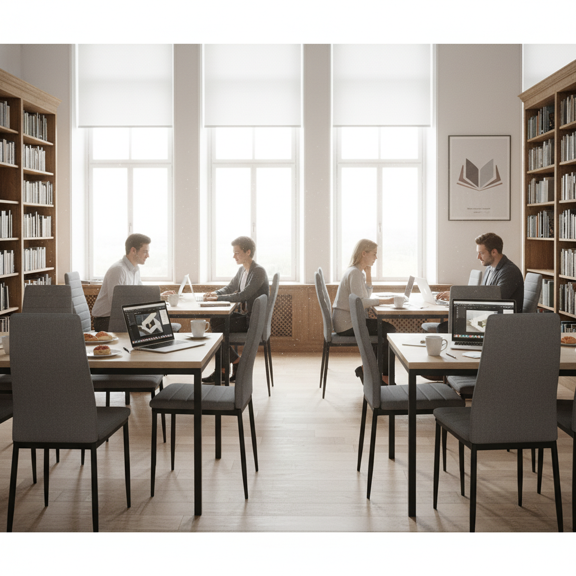 Juego de 4 Sillas de Comedor Contemporáneas en Gris