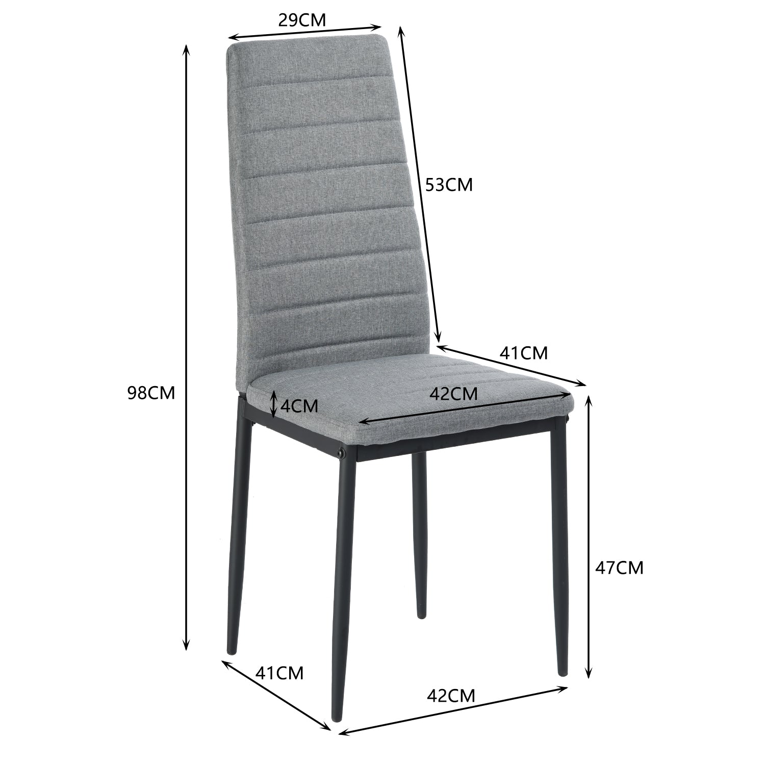 Juego de 4 Sillas de Comedor Contemporáneas en Gris