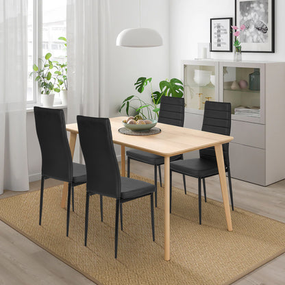 Silla de Comedor de Cuatro Piezas Diseño Simple sin Brazos y con Respaldo Alto Negro
