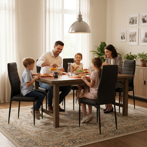 Silla de Comedor de Cuatro Piezas Diseño Simple sin Brazos y con Respaldo Alto Negro