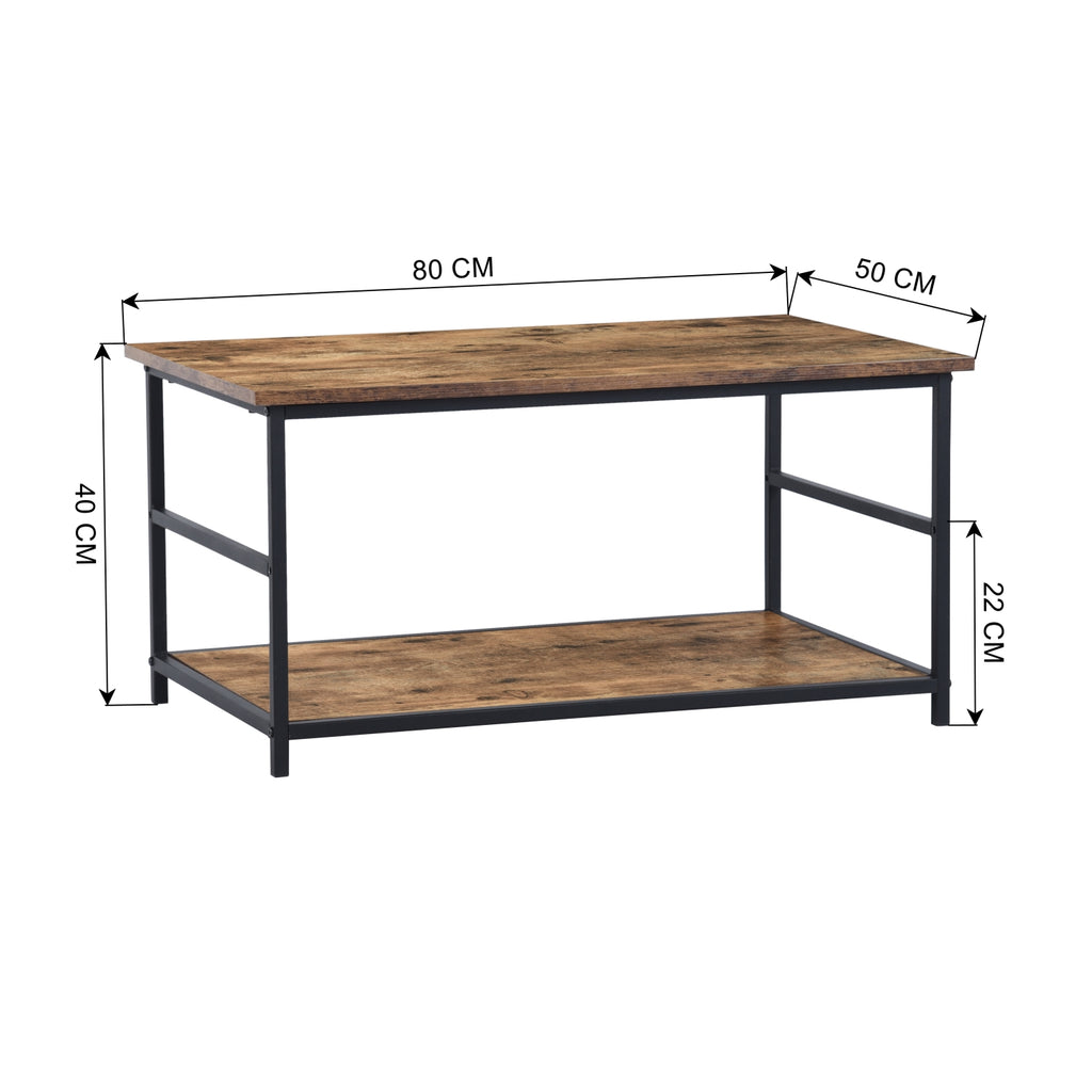 Mesa de Centro de Dos Niveles con Almacenamiento Ajustable Vintage
