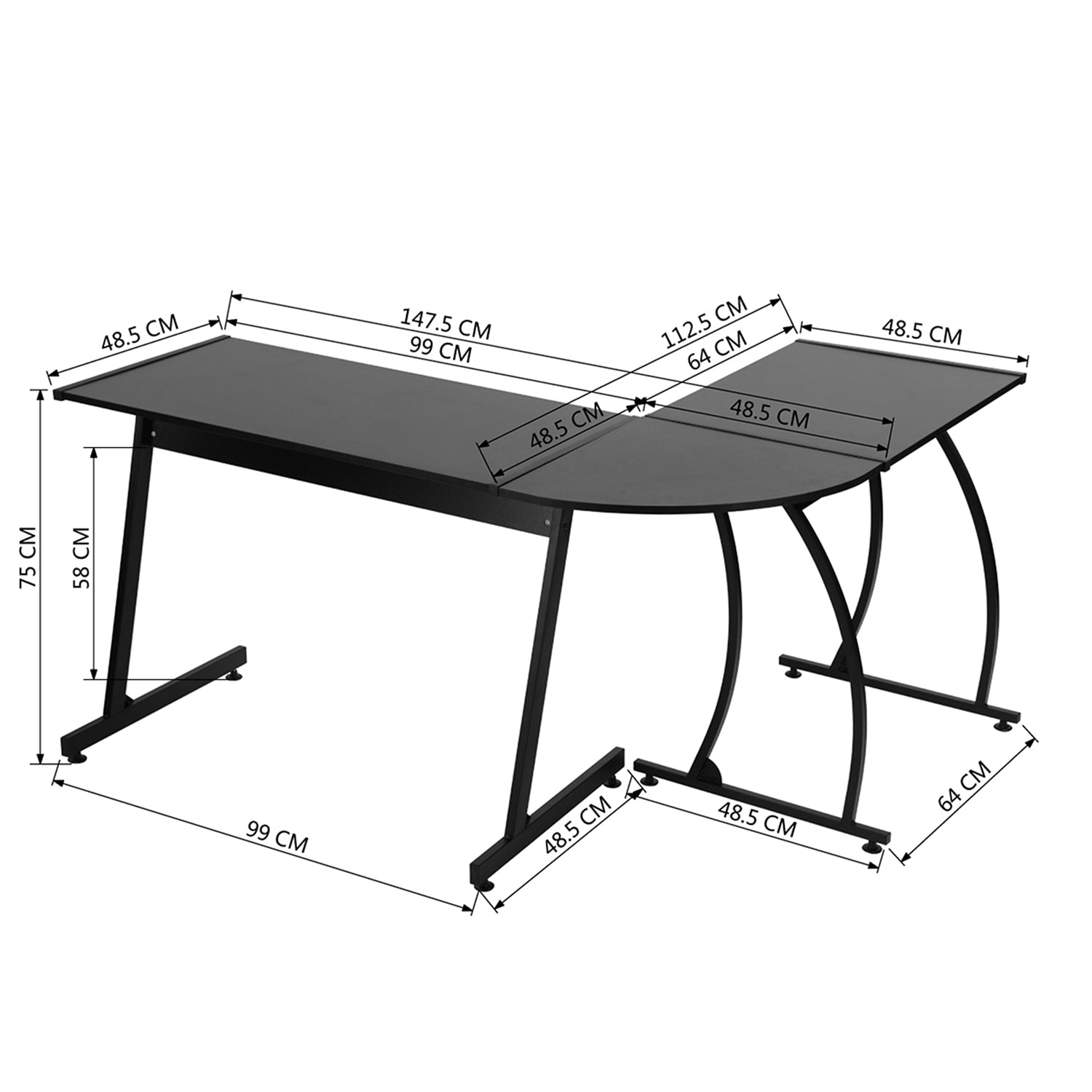 Escritorio de Computadora de Esquina en Forma de L Negro