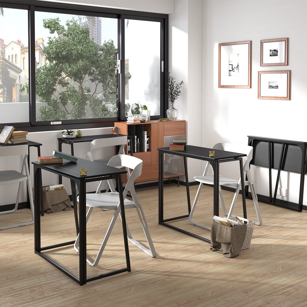 Mesa de Ordenador Plegable para El Hogar Ahorra Espacio 80 X 44 X 74 cm Negro