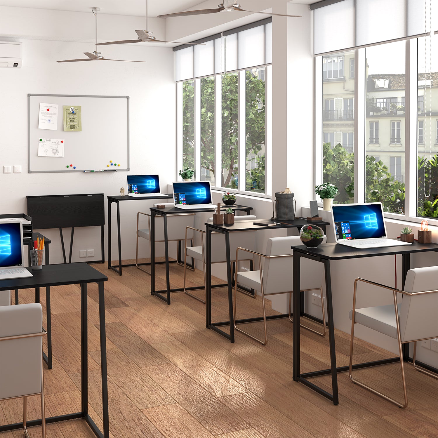 Mesa de Ordenador Plegable para El Hogar Ahorra Espacio 80 X 44 X 74 cm Negro