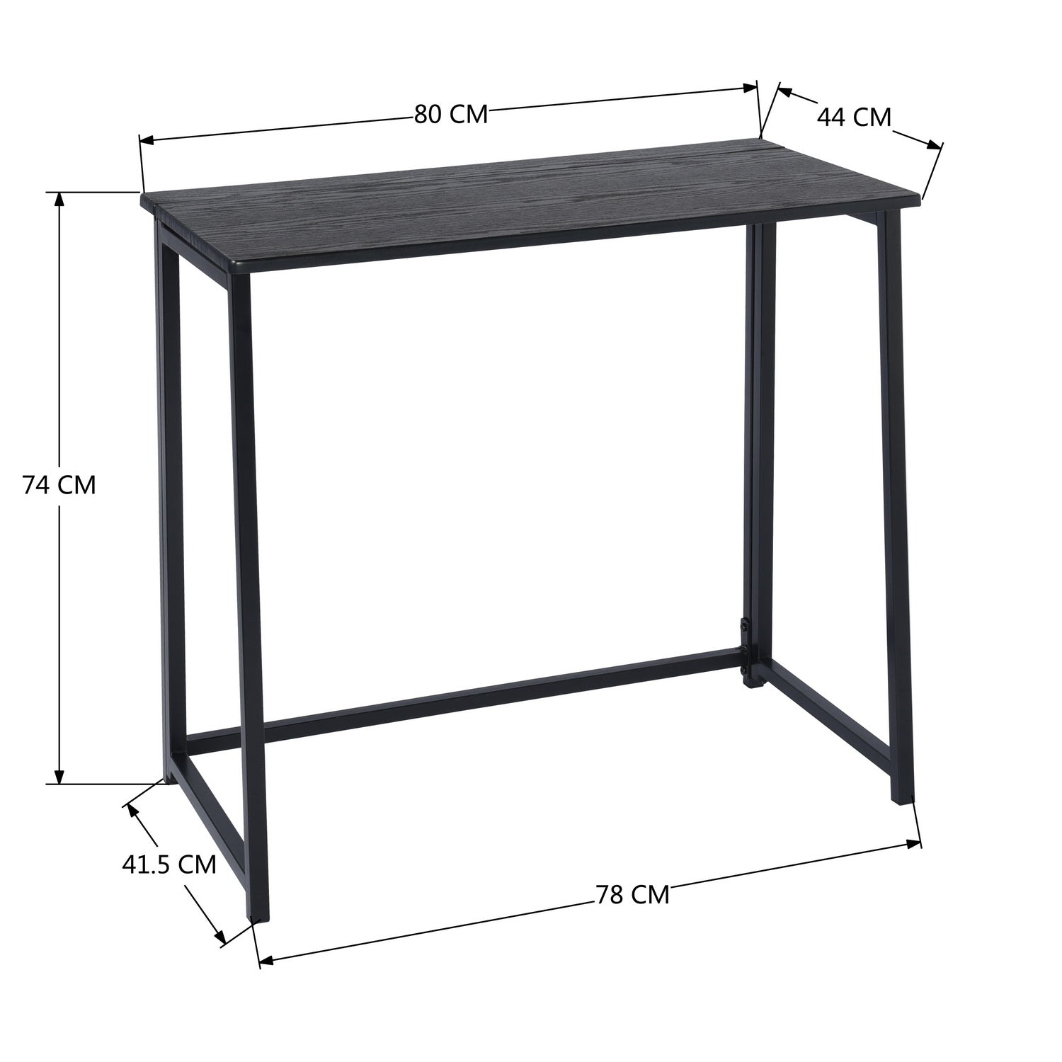 Mesa de Ordenador Plegable para El Hogar Ahorra Espacio 80 X 44 X 74 cm Negro