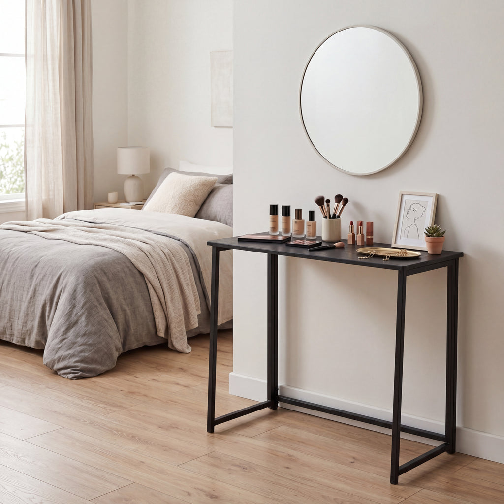 Mesa de Ordenador Plegable para El Hogar Ahorra Espacio 80 X 44 X 74 cm Negro
