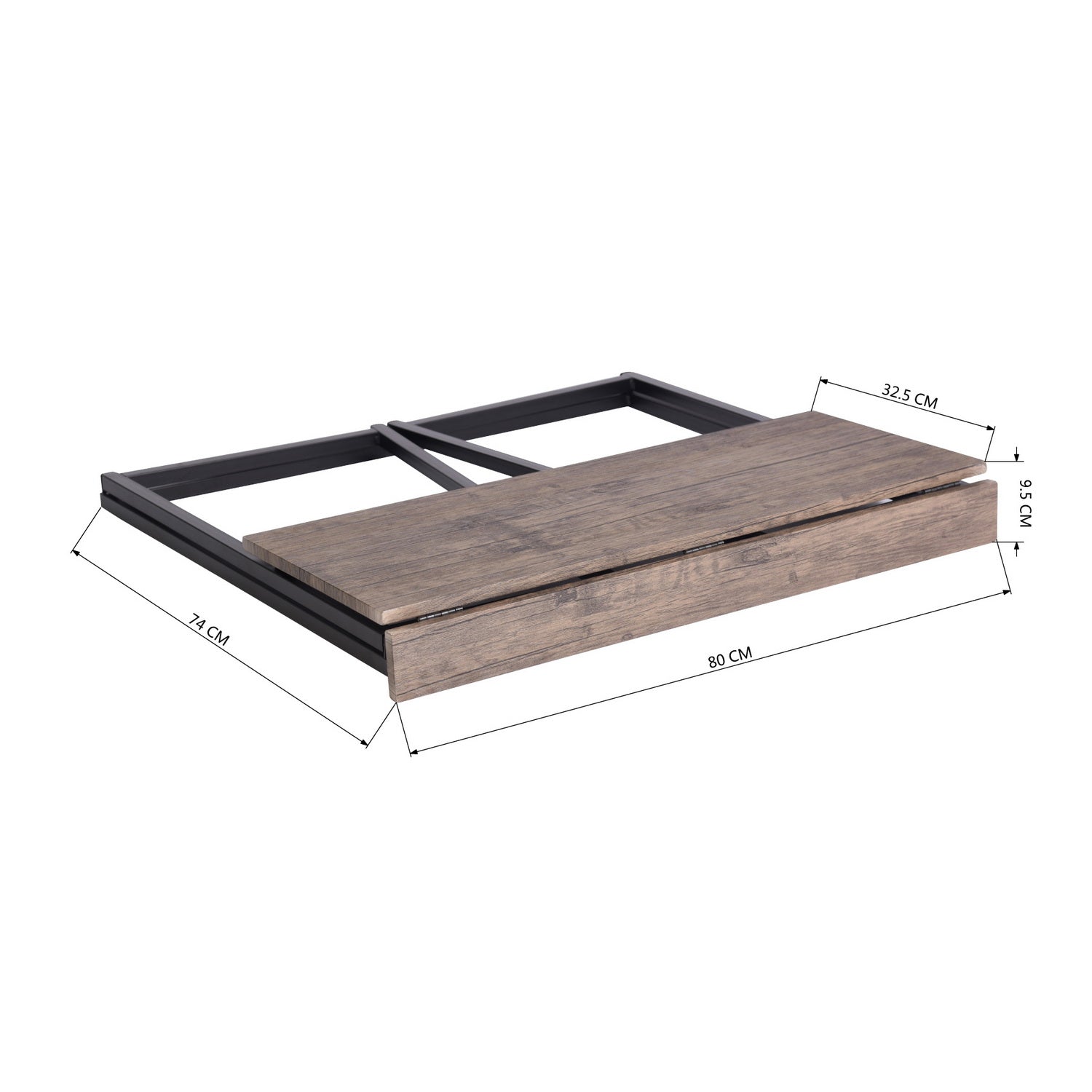 Mesa de Ordenador Plegable para El Hogar Ahorra Espacio 80 X 44 X 74 cm Negro Nuez