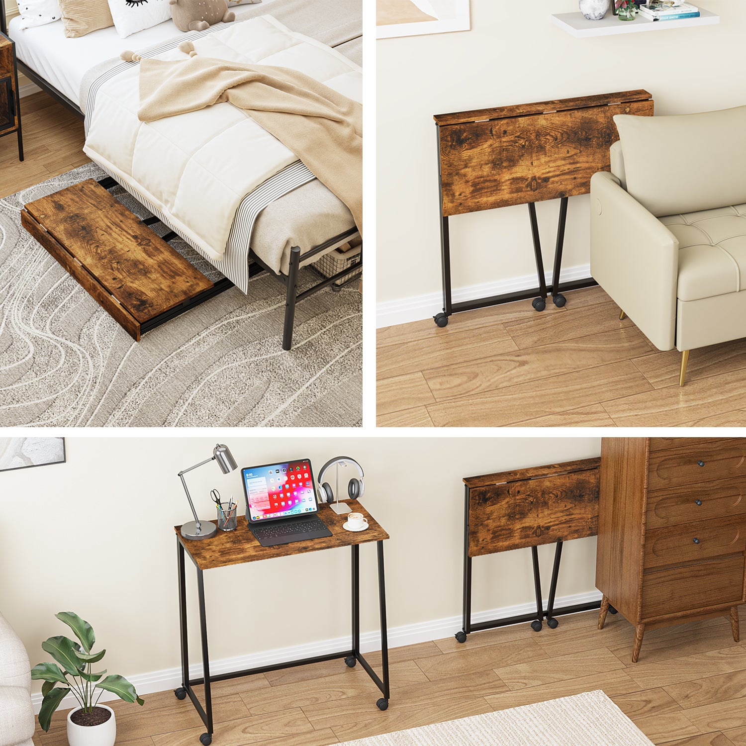 Mesa Plegable con Ruedas 80 x 44 x 74 cm (Vintage)