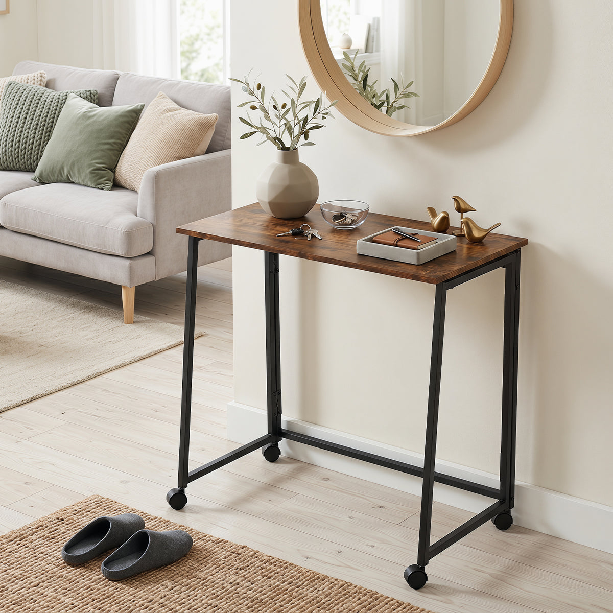 Mesa Plegable con Ruedas 80 x 44 x 74 cm (Vintage)