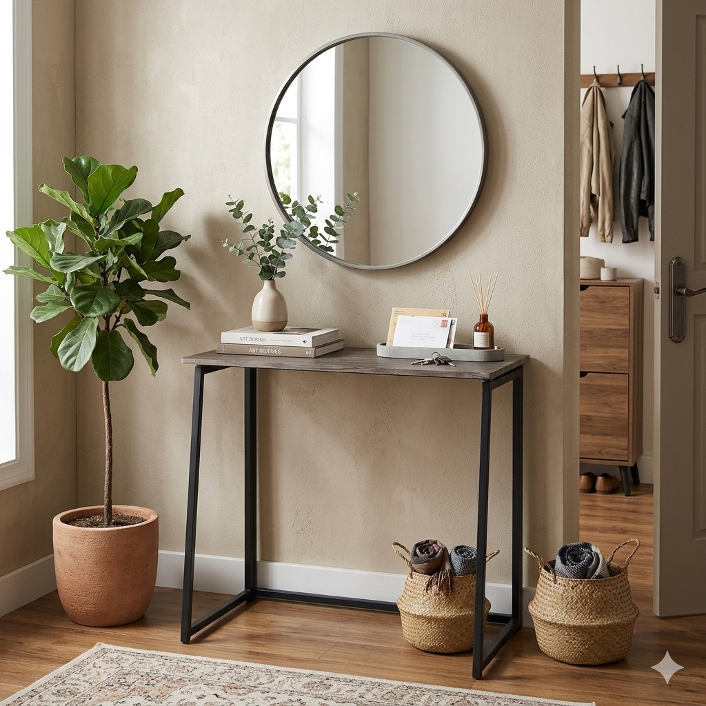 Mesa de Ordenador Plegable para El Hogar Ahorra Espacio 80 X 44 X 74 cm Negro Nuez