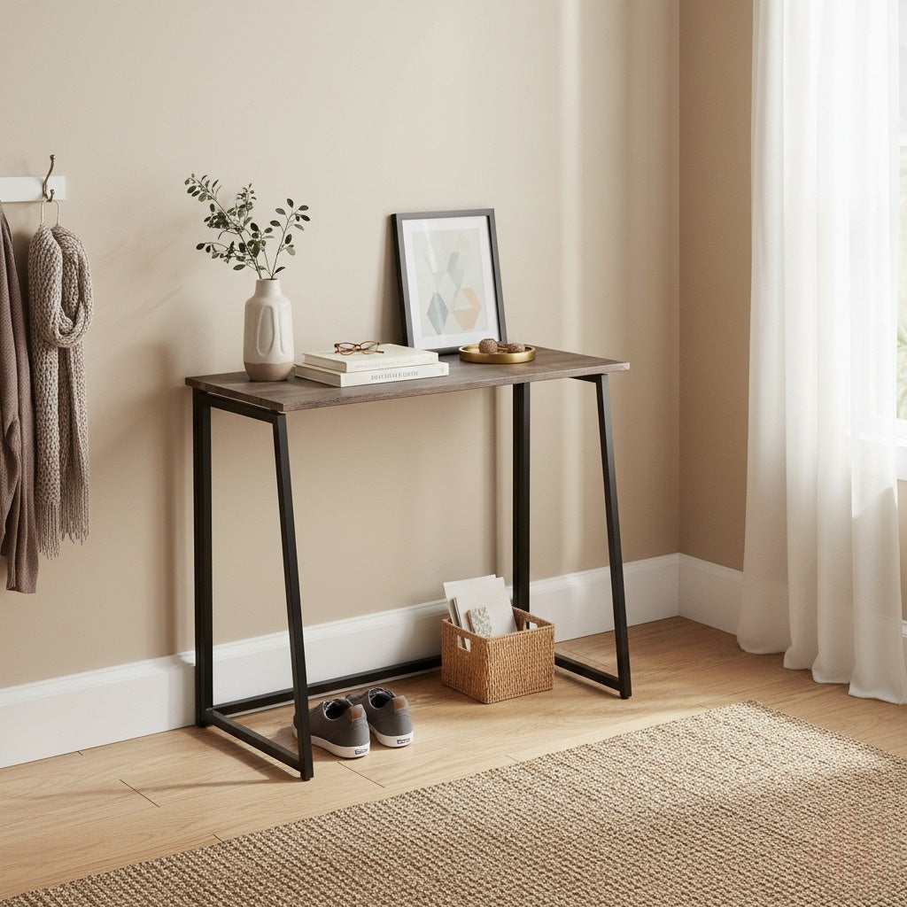 Mesa de Ordenador Plegable para El Hogar Ahorra Espacio 80 X 44 X 74 cm Negro Nuez