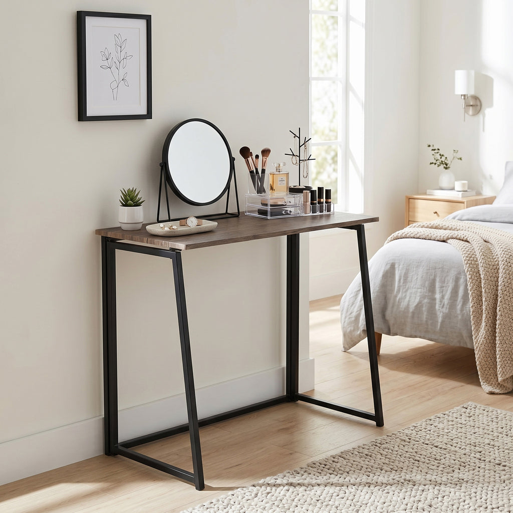Mesa de Ordenador Plegable para El Hogar Ahorra Espacio 80 X 44 X 74 cm Negro Nuez