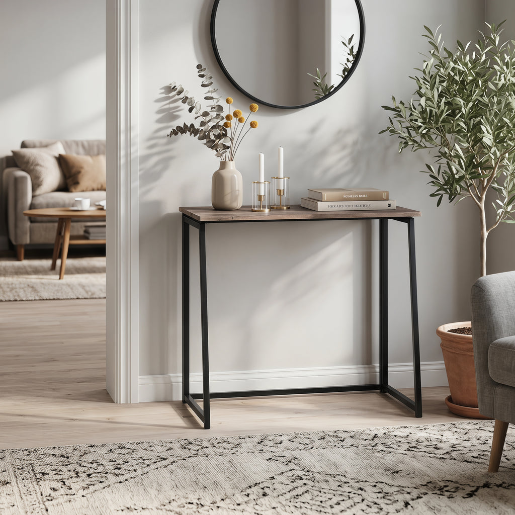 Mesa de Ordenador Plegable para El Hogar Ahorra Espacio 80 X 44 X 74 cm Negro Nuez