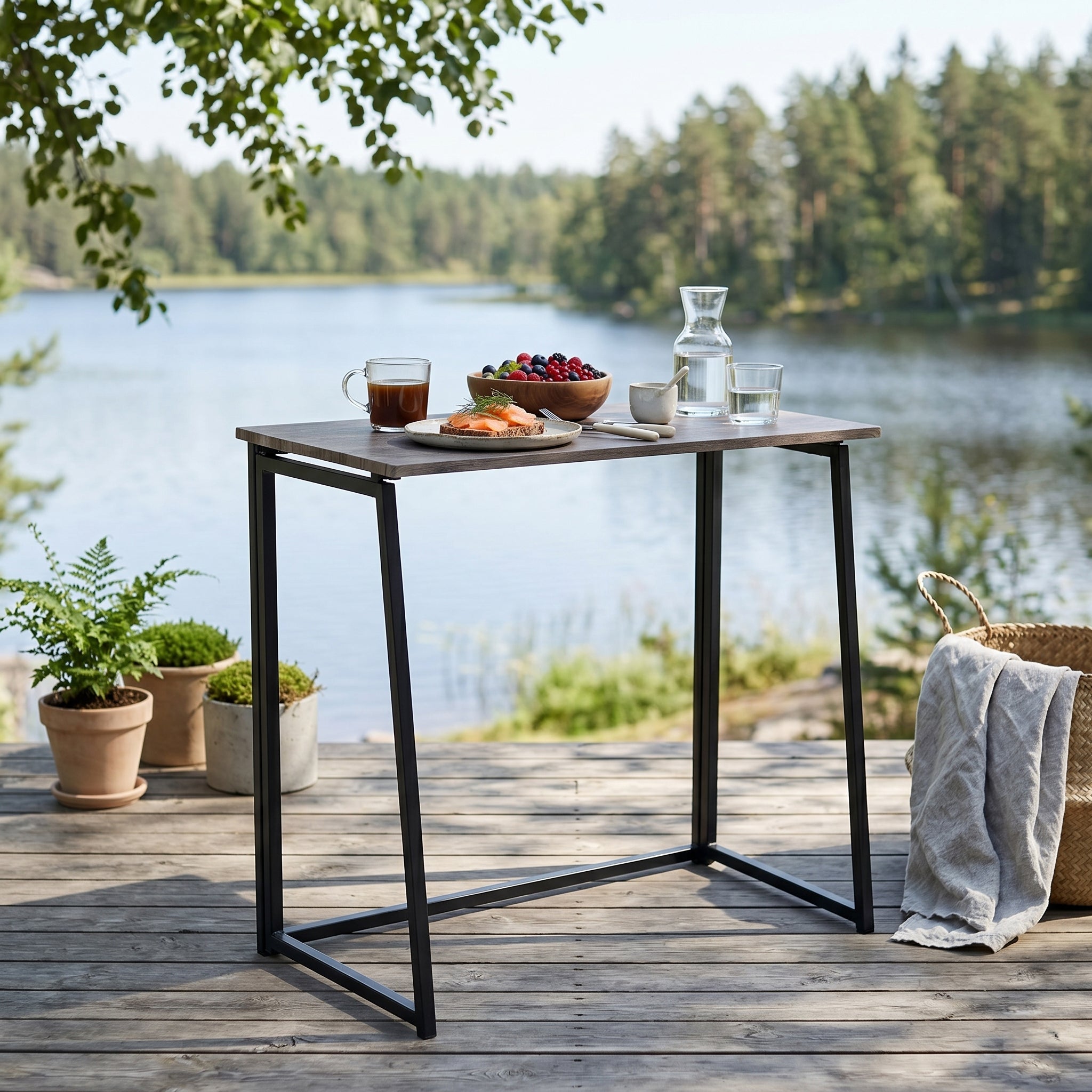 Mesa de Ordenador Plegable para El Hogar Ahorra Espacio 80 X 44 X 74 cm Negro Nuez