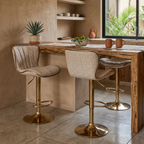 Cyber Homemake ● Taburete de Bar Moderno Lujoso con Acabado Dorado