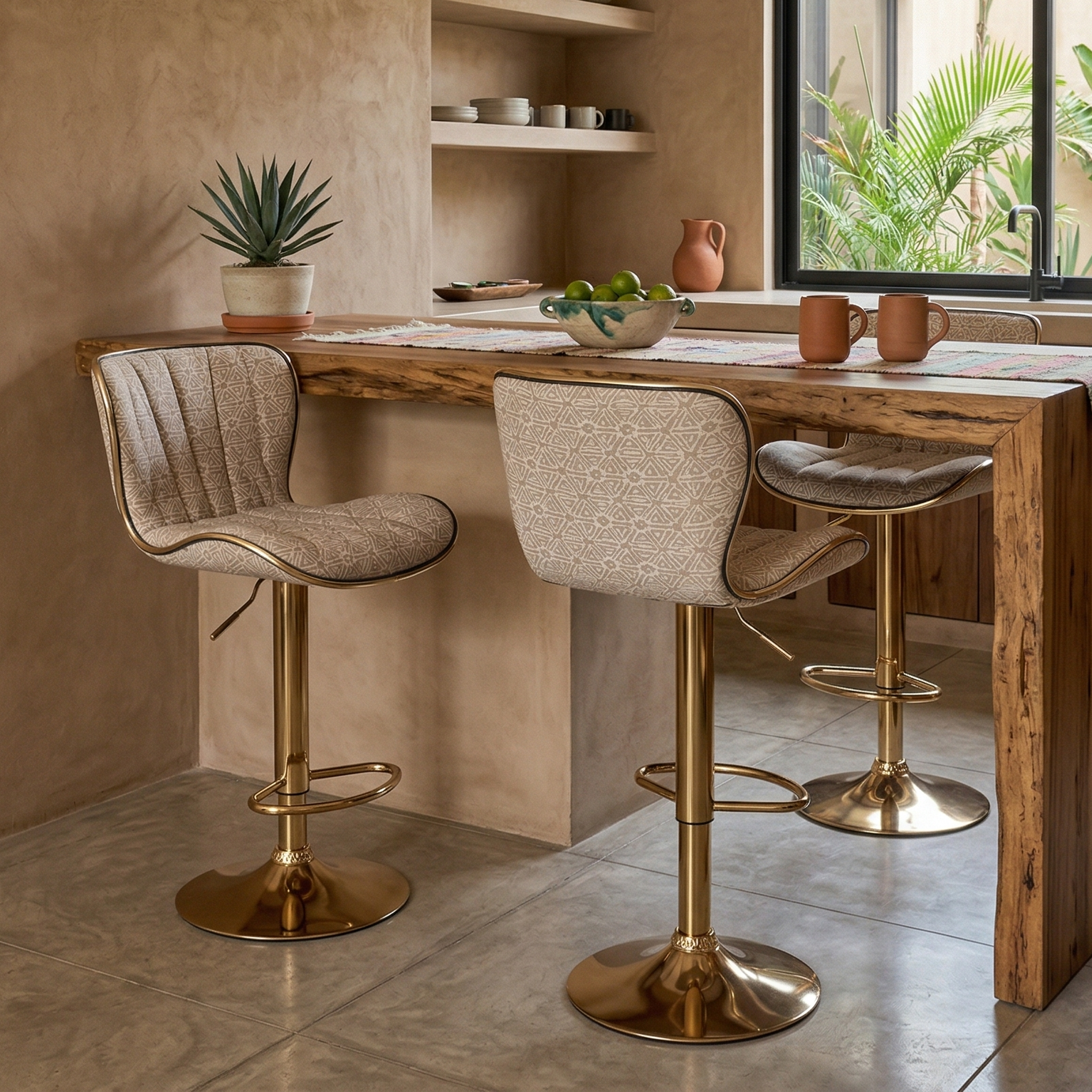 Cyber Homemake ● Taburete de Bar Moderno Lujoso con Acabado Dorado