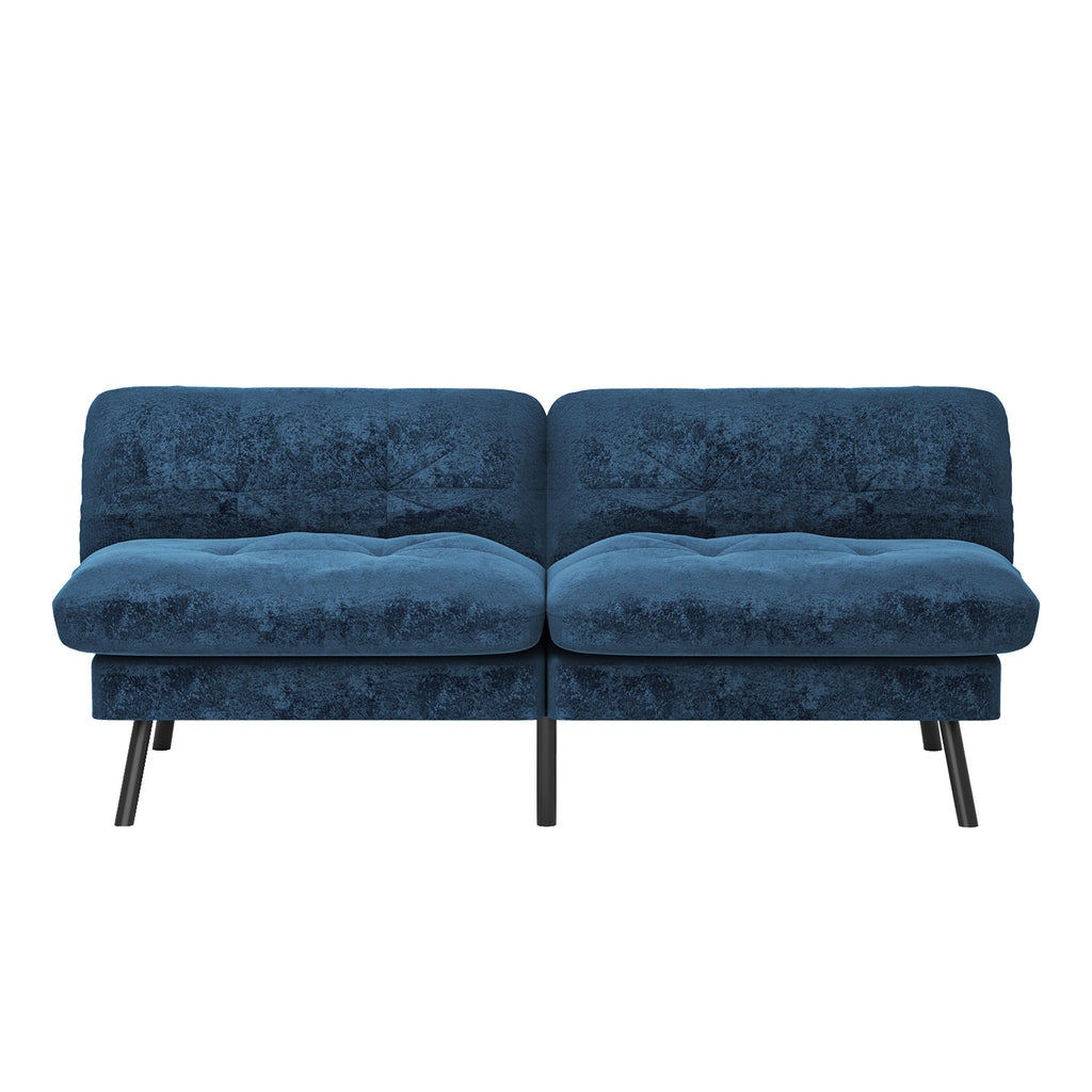 Sofá Cama para 2 Personas con Respaldo Doble Ajustable 120-180 Grados Para Sala de Estar y Dormitorio Lino Azul