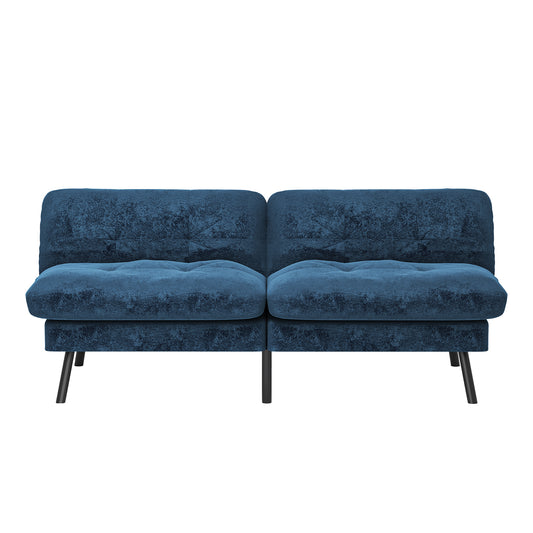 Sofá Cama para 2 Personas con Respaldo Doble Ajustable 120-180 Grados Para Sala de Estar y Dormitorio Lino Azul