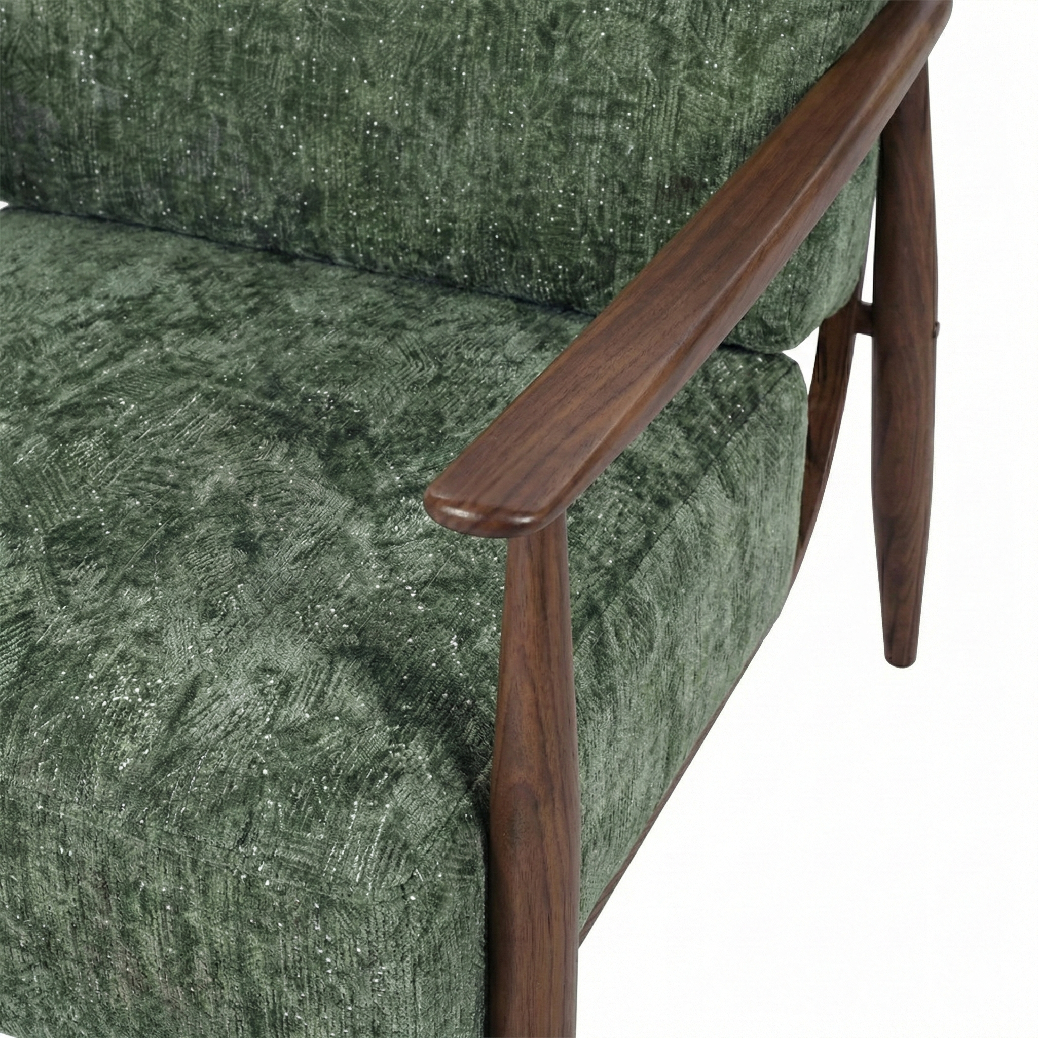 Cyber Homemake ● Sillón de Terciopelo Chenilla y Madera (Verde)