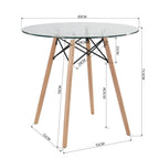 Mesa de Comedor Redonda de Vidrio Para 2-4 Personas (Vidrio + Base Natural)
