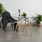 Mesa de Comedor Redonda de Vidrio Para 2-4 Personas (Vidrio + Base Natural)