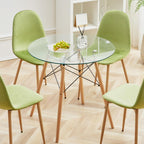 Mesa de Comedor Redonda de Vidrio Para 2-4 Personas (Vidrio + Base Natural)