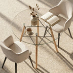 Mesa de Comedor Redonda de Vidrio Para 2-4 Personas (Vidrio + Base Natural)