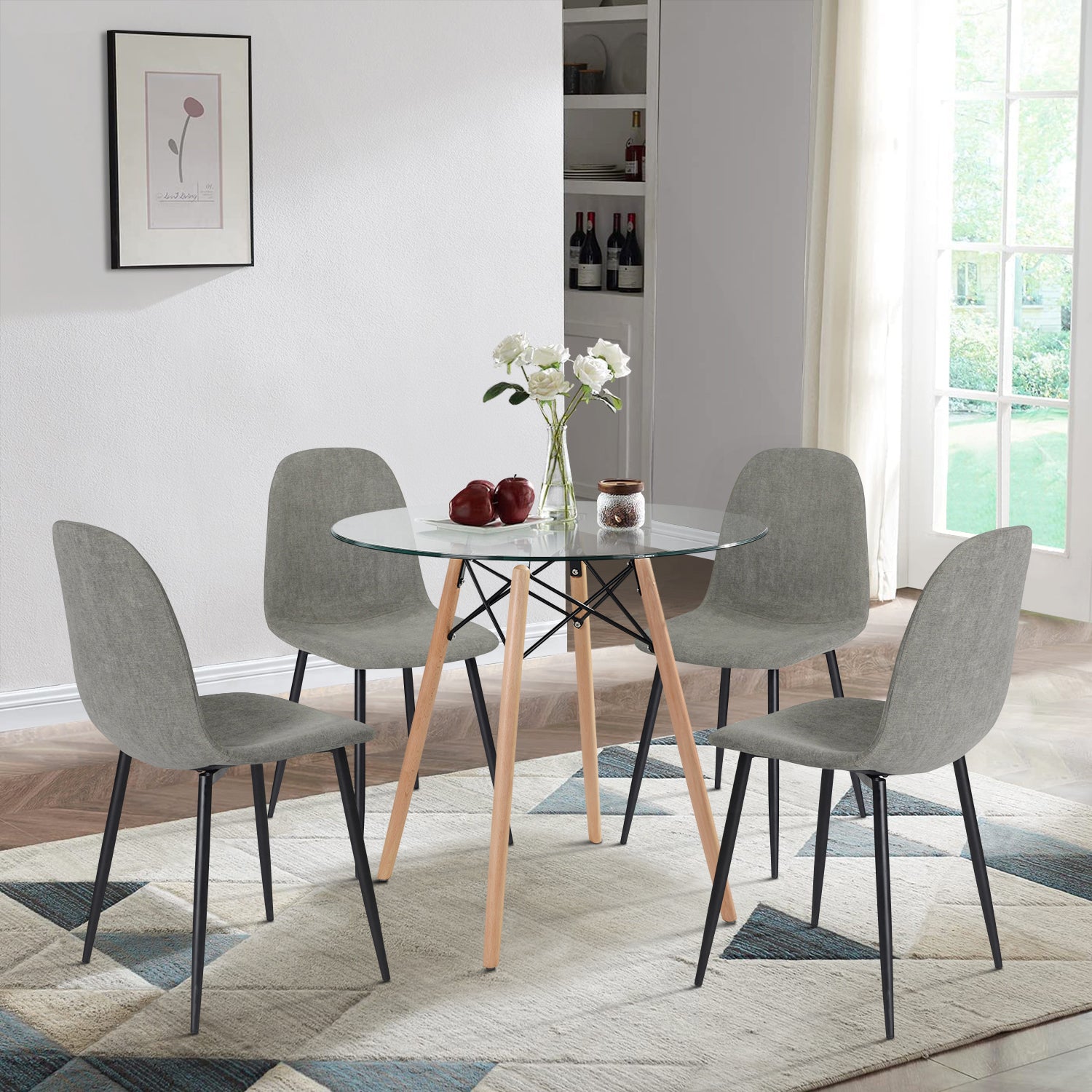 Juego de 4 Sillas de Comedor Diseño Moderno Gris