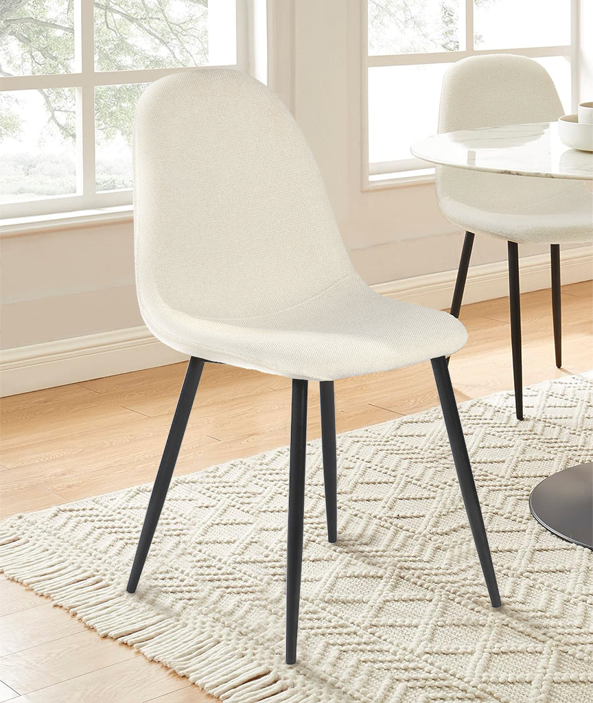 Juego de Sillas de Comedor de 4 Piezas Estilo Moderno con Diseño de Tubo de Metal Beige