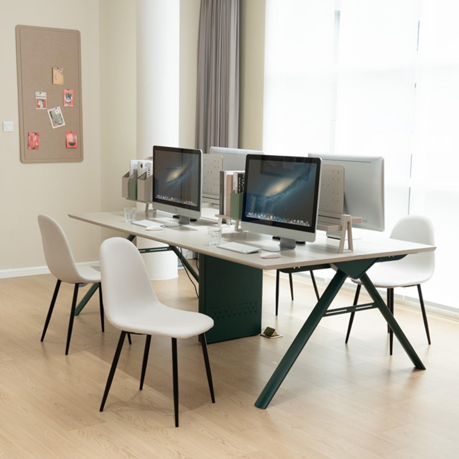 Juego de Sillas de Comedor de 4 Piezas Estilo Moderno con Diseño de Tubo de Metal Beige