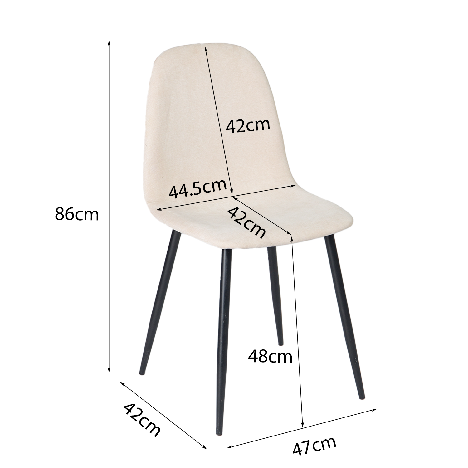 Juego de 4 Sillas de Comedor Modernas Diseño de Tubo de Metal Beige