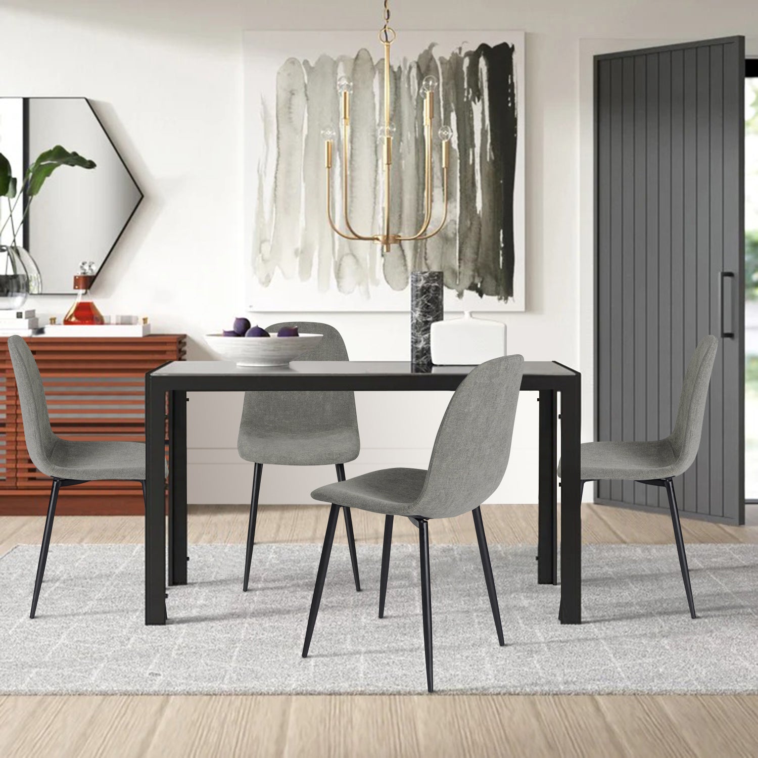 Juego de 4 Sillas de Comedor Diseño Moderno Gris