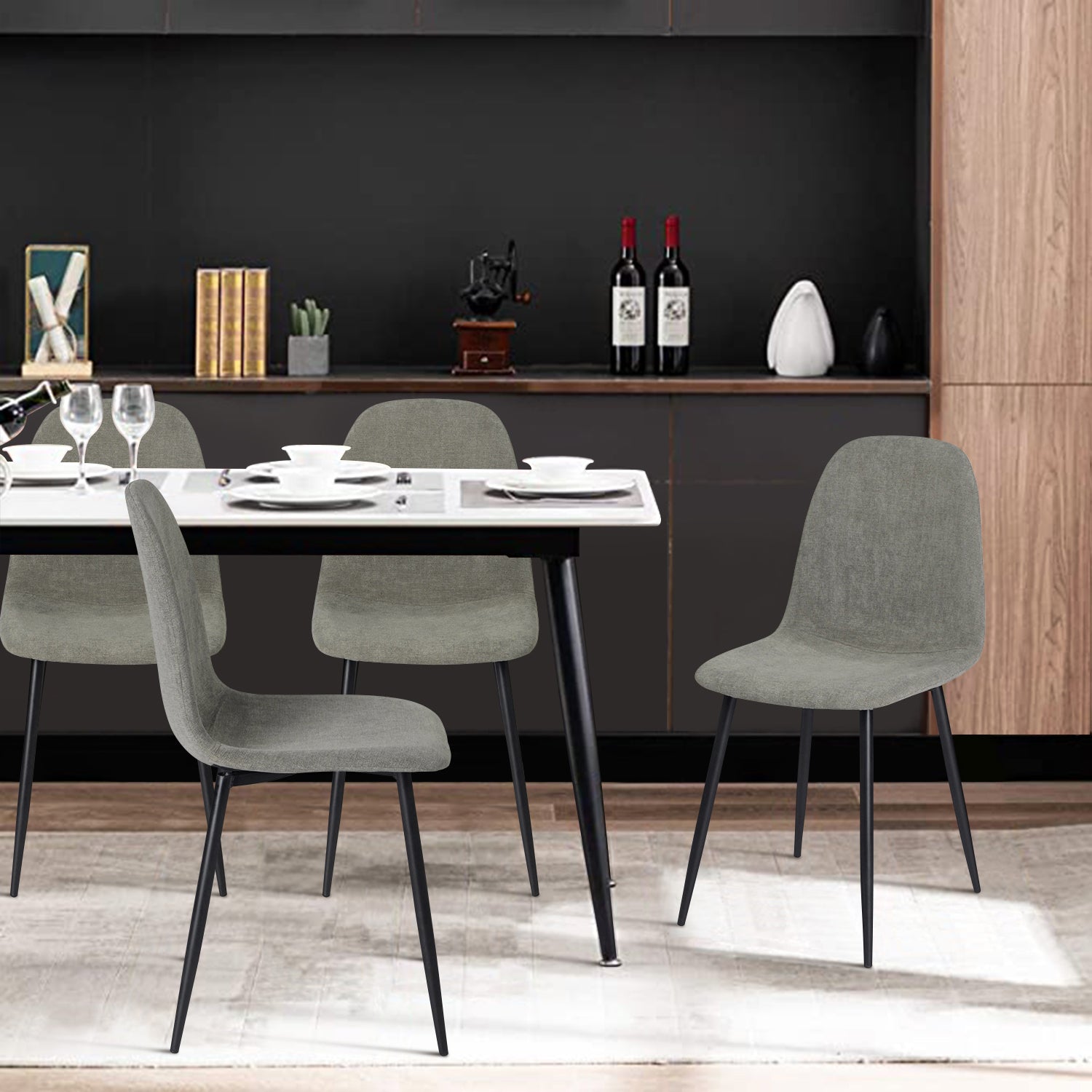 Juego de 4 Sillas de Comedor Diseño Moderno Gris