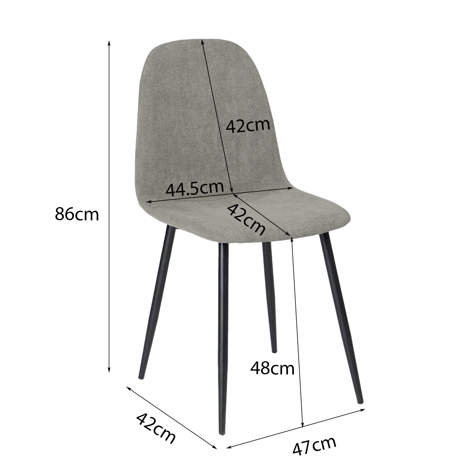 Juego de 4 Sillas de Comedor Diseño Moderno Gris