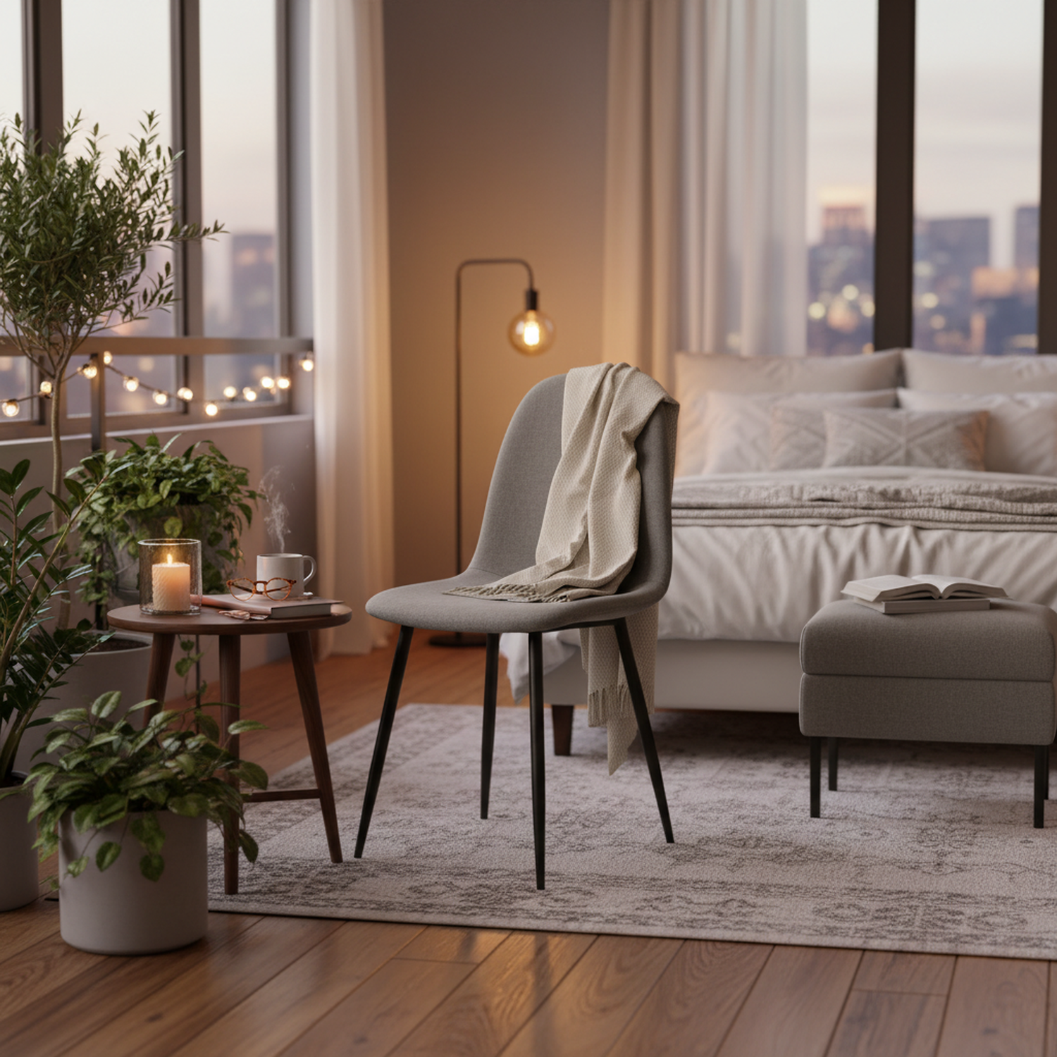 Juego de 4 Sillas de Comedor Diseño Moderno Gris