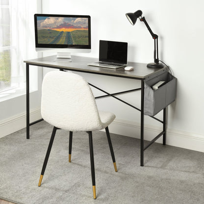 Juego de Sillas de Comedor Modernas de 4 Piezas con Patas de Metal Tapizadas en Tela de Lana Blanco