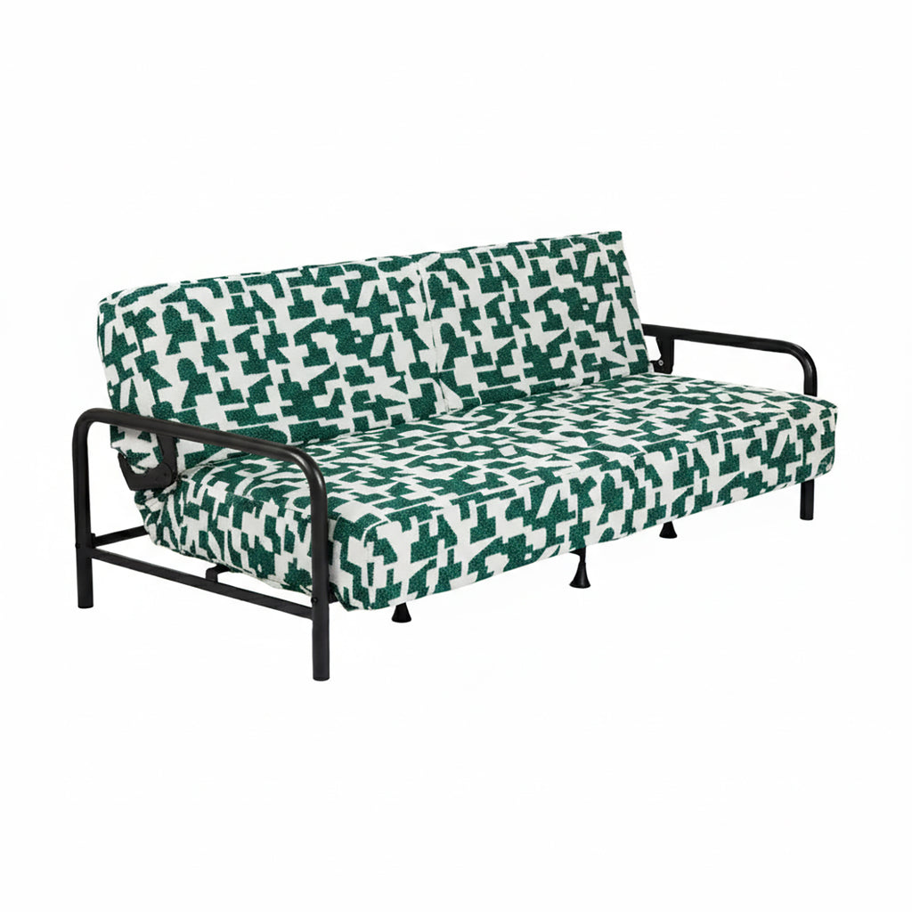 Cyber Homemake ● Multifuncional Sofá-Cama con Muelles (Geometría verde y blanca)