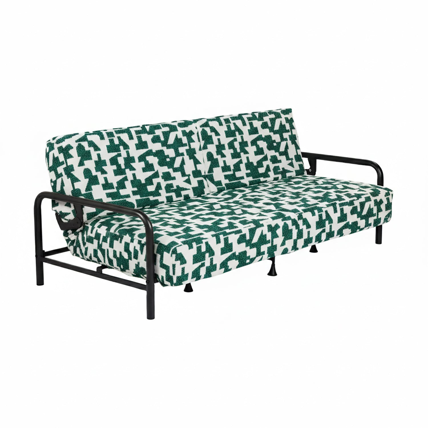 Cyber Homemake ● Multifuncional Sofá-Cama con Muelles (Geometría verde y blanca)