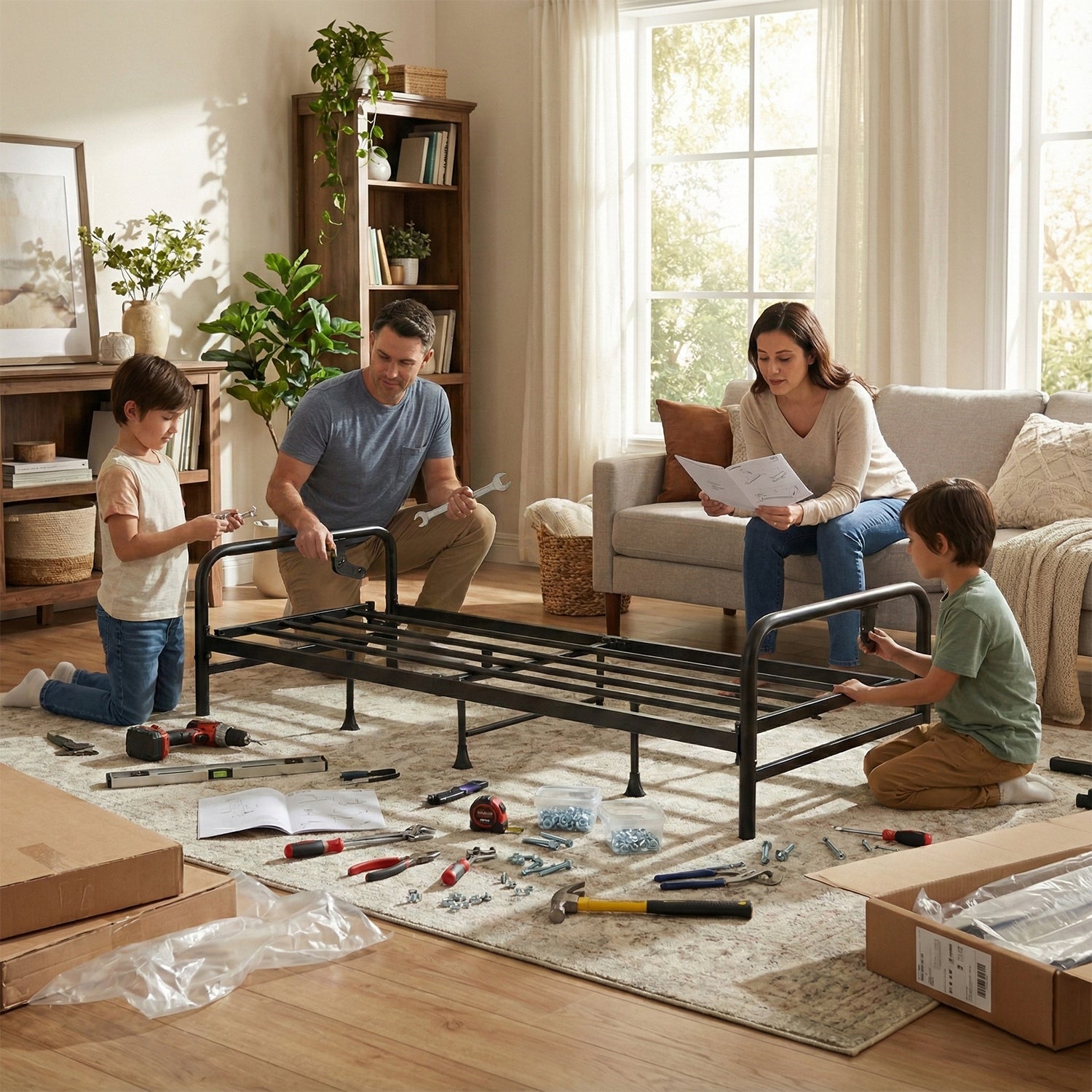 Sofá Cama Multifuncional: Tres ángulos Ajustables + Estructura de Muelles (Gris)