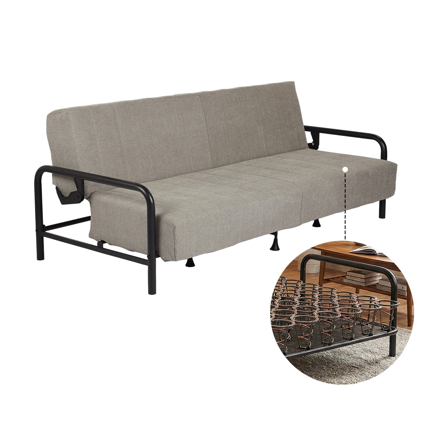 Sofá Cama Multifuncional: Tres ángulos Ajustables + Estructura de Muelles (Gris)