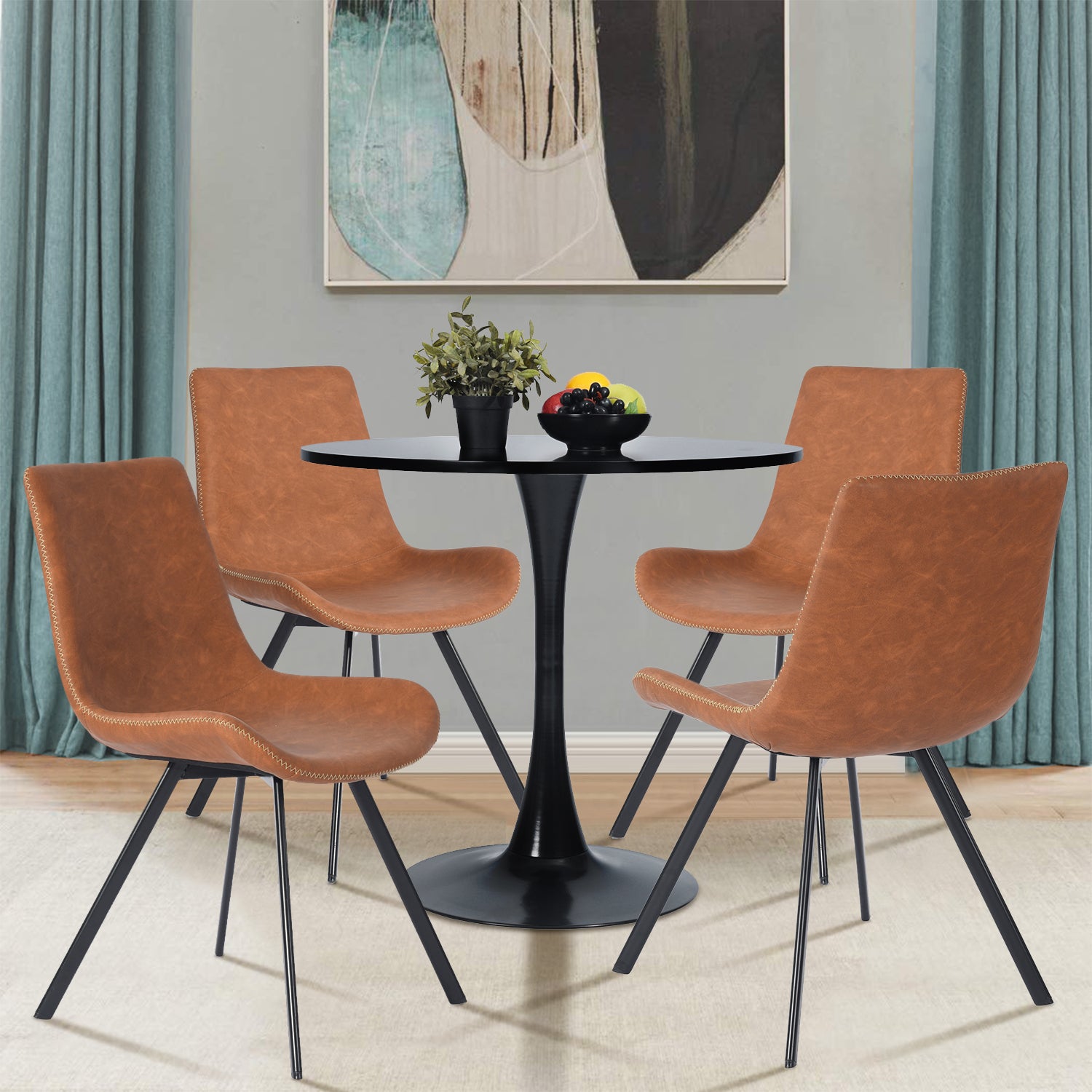 Mesa de Comedor Redonda Pequeña Eames de 2 a 4 Plazas Color Negro