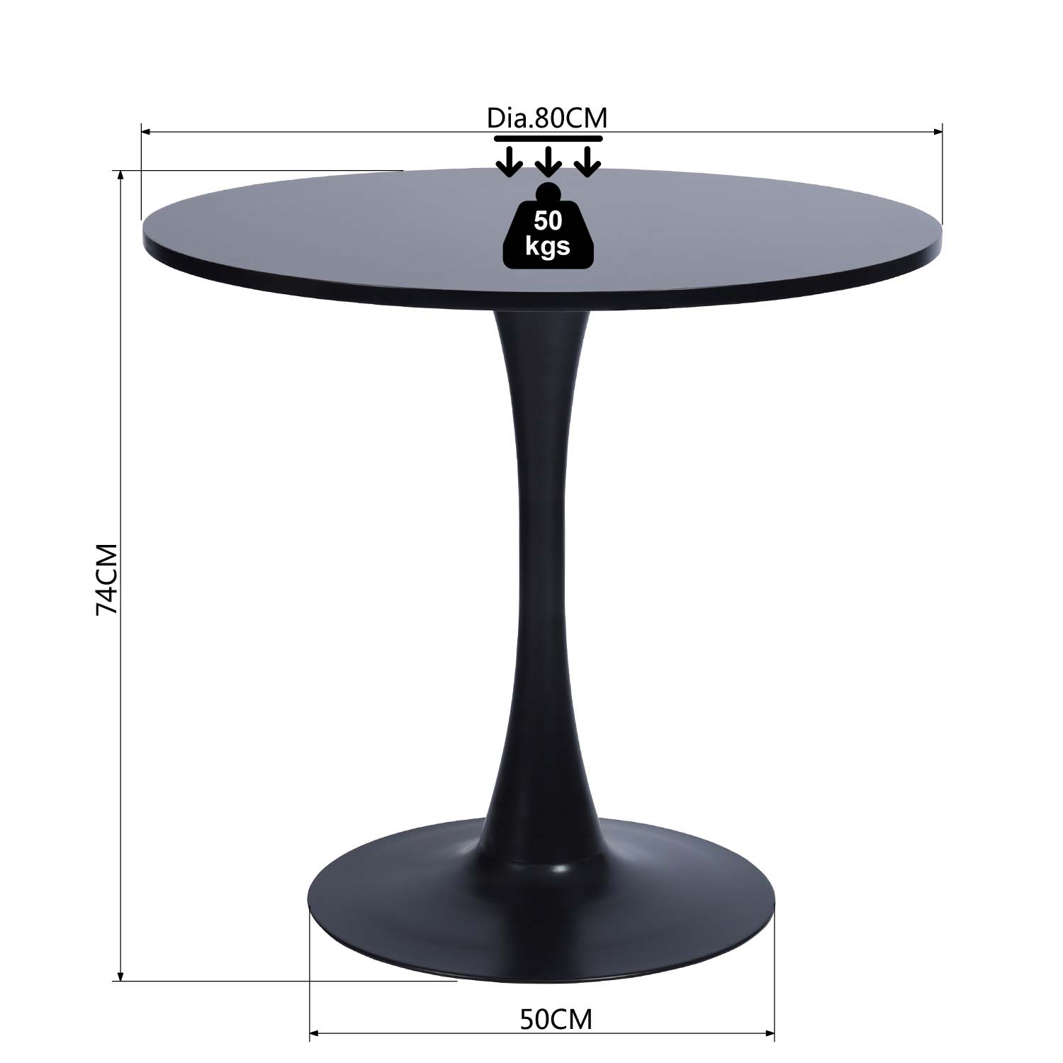 Mesa de Comedor Redonda Pequeña Eames de 2 a 4 Plazas Color Negro
