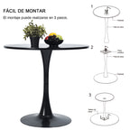 Mesa de Comedor Redonda Pequeña Eames de 2 a 4 Plazas Color Negro