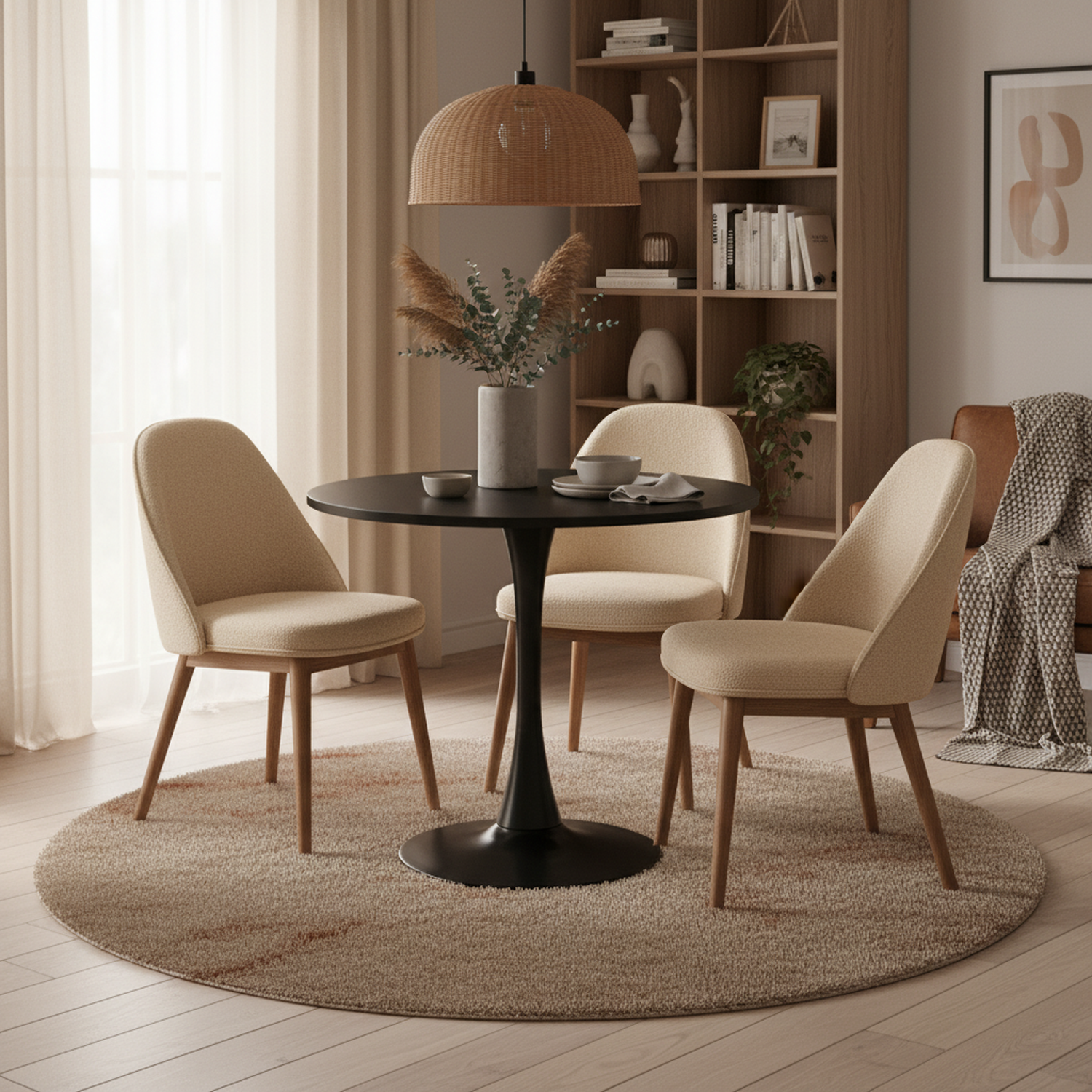 Mesa de Comedor Redonda Pequeña Eames de 2 a 4 Plazas Color Negro