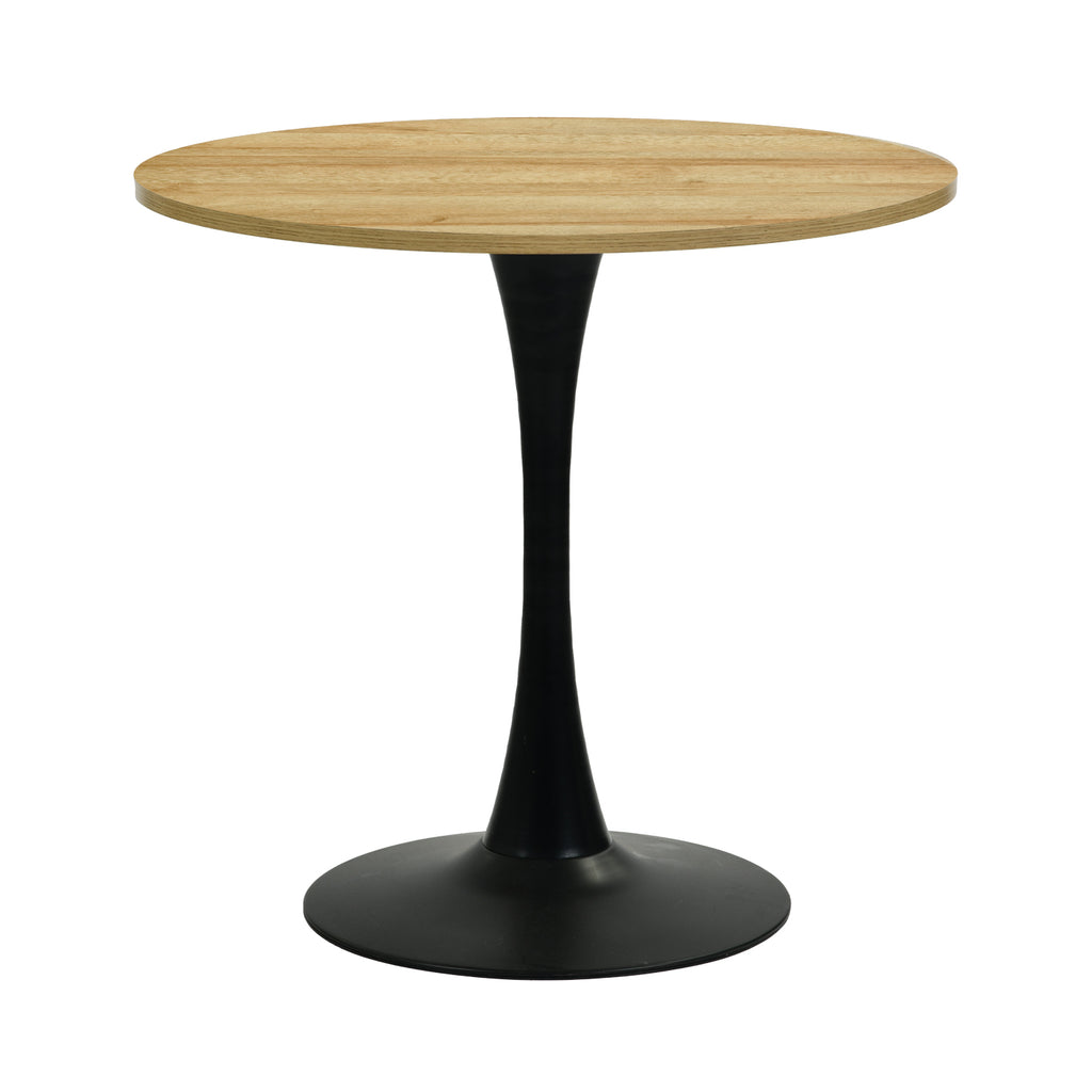 Mesa de Comedor Redonda de 80cm Adecuada para 2 a 4 Personas con Tablero de Madera y Patas Negras