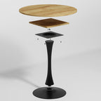 Mesa de Comedor Redonda de 80cm Adecuada para 2 a 4 Personas con Tablero de Madera y Patas Negras